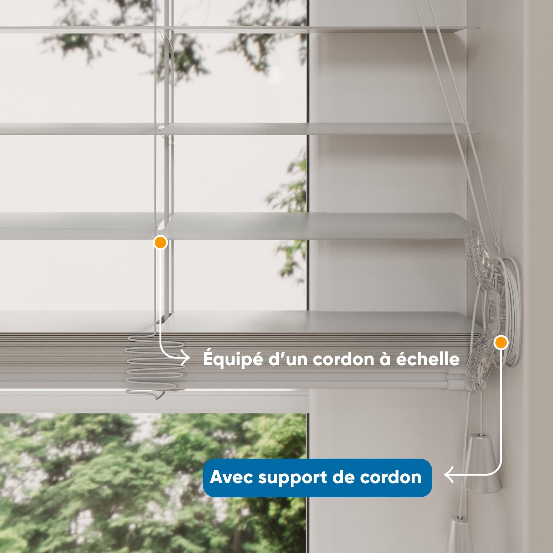 DTCH® Store vénitien Aluminium intérieur, Gris, 70 x 180 cm | Lamelles 50mm, résistant à l'humidité, aluminium mat, protection solaire et visuelle, réglage de lumière, jusqu'à 240 cm