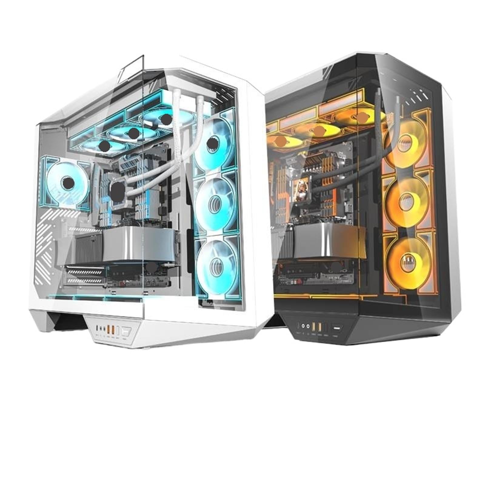DY470 PC obudowa ATX gamingowy komputer stacjonarny z 4 wentylatorami ARGB Sp Dual 360 chłodzenie wodą szkło hartowane PC szafka dla graczy