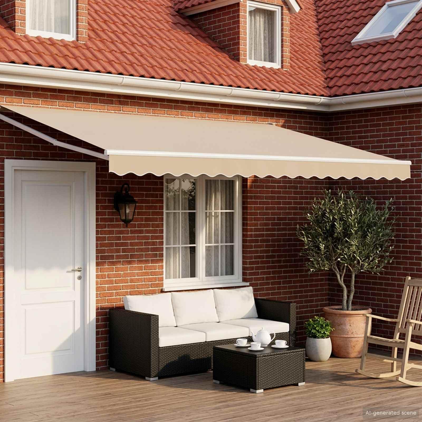 Toldo Retráctil Eléctrico Beige y Blanco 4 x 3 m