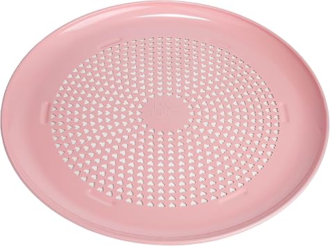 Paris Hilton Pizza Crisper with Heart Cut Outs, Heavy Duty Carbon Steel Baking Pan features Premium Nonstick Coating Made Without PFAS & PFOA, 15.75-Inch, Pink