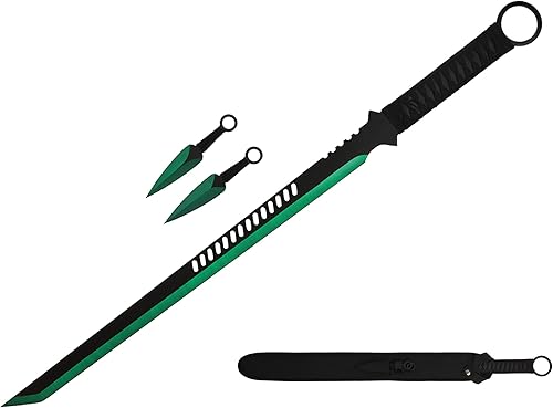 Miniatura 5 de Wartech 440 espada machete de ninja de acero inoxidable con cuchillos para lanzar (2 unidades)