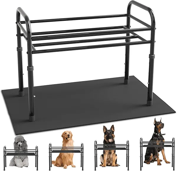 ADENGL Raised Dog Bowl Stand for XLarge & Large Dogs,Table Steel Frame Elevated Dog Bowls Stand with Mat,Non-Slip No Spill,Adjusts to 4 Heights 8.7-13.4", Holds 6-8.7" Diameter Bowl(Bowl Not Included)