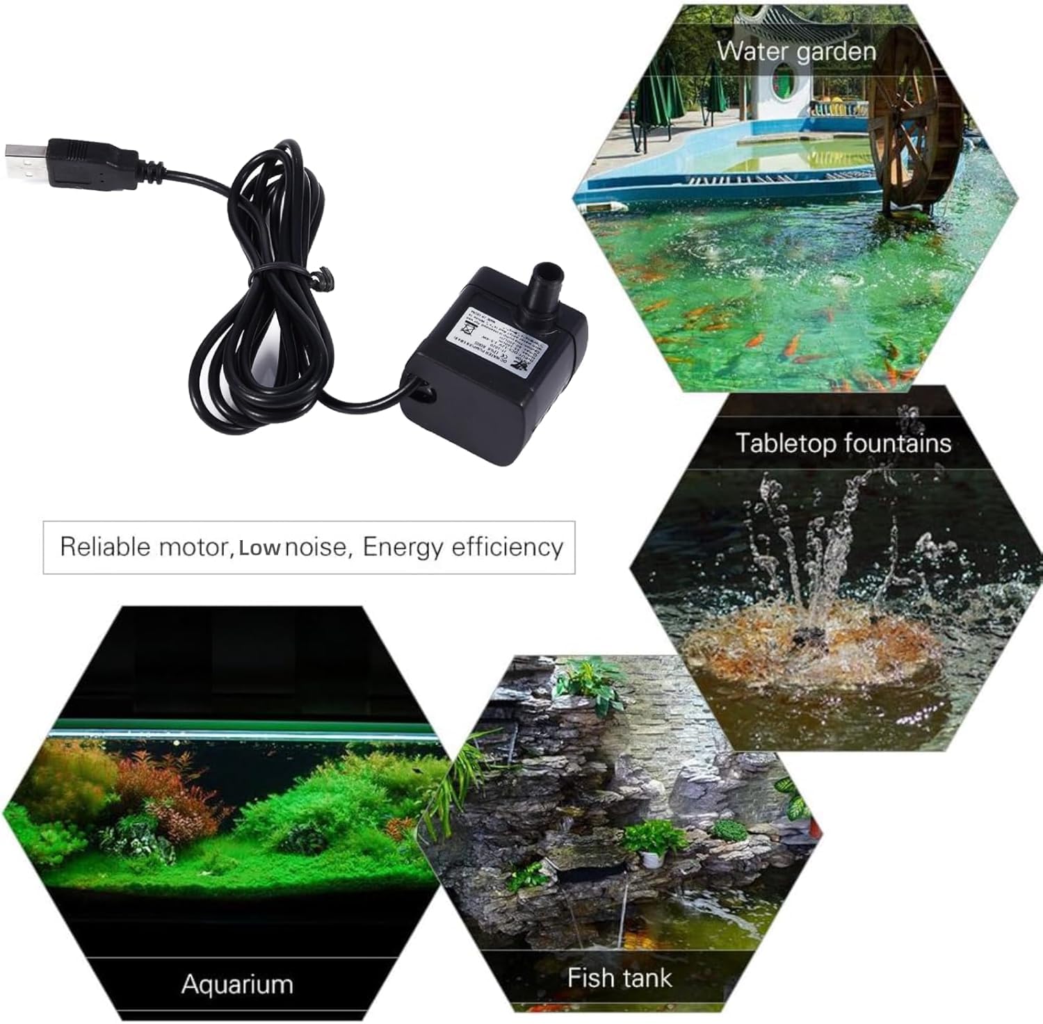 Haofy zatapialna pompa wodna Mini pompa wspomagająca z bezszczotkowym USB, pompa do studni z silnikiem DC do akwarium, basenu, stawu, akwarium, 150 l/h