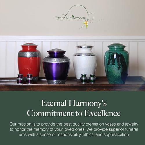 Miniatura 6 de Eternal Harmony Urna grande para cenizas, urna de cremación masculina y femenina para cenizas humanas con acabados elegantes, sello seguro y bolsa