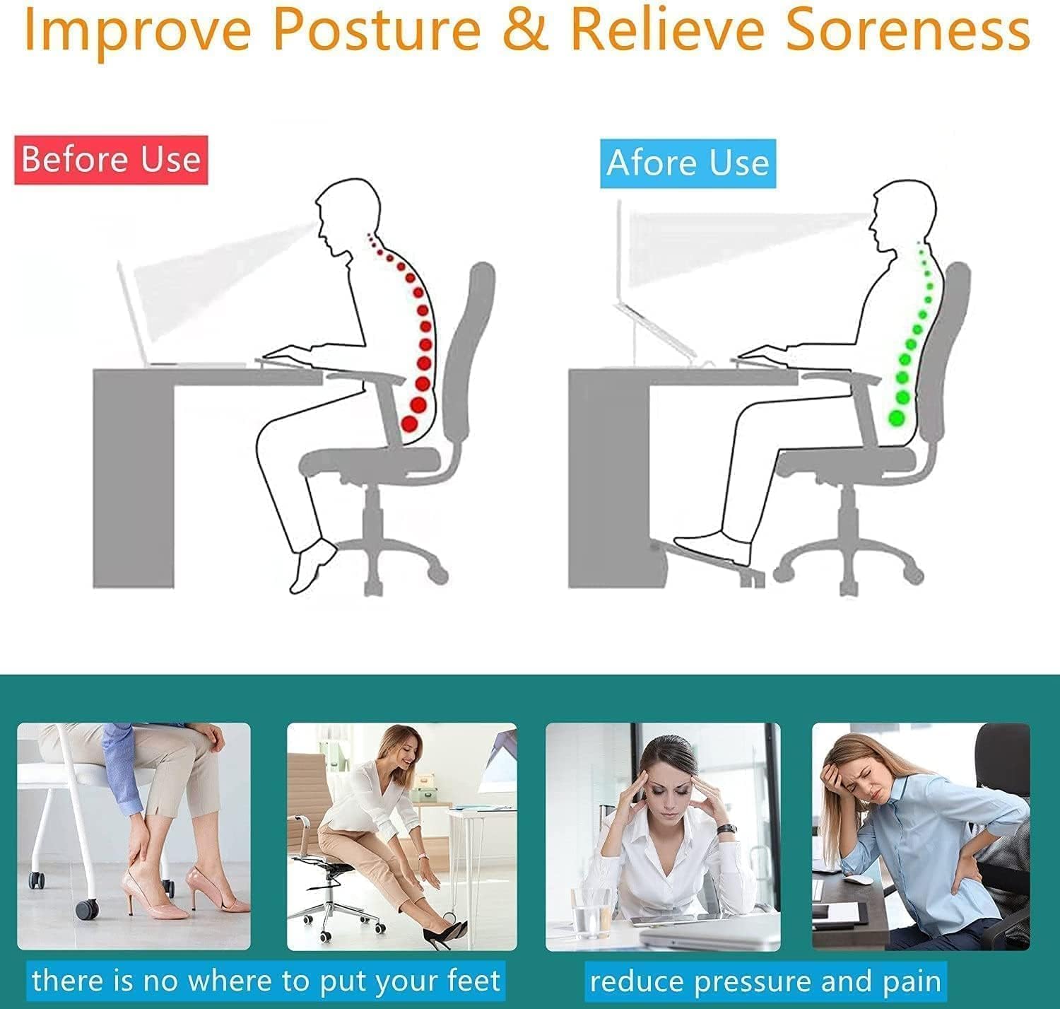 Adjustable leg rest for the office chair with massage texture and roller. Ergonomic footrest under the desk with 6 heights | Leg resting stool for home, office table and couch Adjustable leg rest for the office chair with massage texture and roller. Ergonomic footrest under the desk with 6 heights | Leg resting stool for home, office table and couch