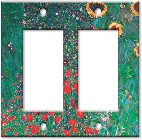 Vista 5 de Art Plates - Placa de interruptor basculante de una sola banda - Placa decorativa de pared de metal de gran tamaño - Klimt: girasoles