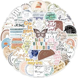 Bible Stickers for Water Bottle 50Pcs, Religious Jesus Phrase Christian Stickers for Teens Adults, Waterproof Vinyl Bible Verse Stickers for Journaling, Hydroflasks, Laptop, Computers, Guitar