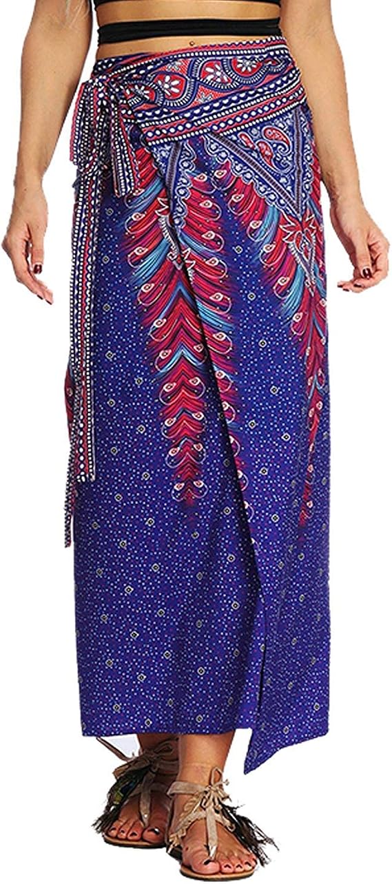 Gonna Lunga da Donna Vita in Estiva Gonna Portafoglio A Abbigliamento  Festivo Abbigliamento Festivo Avvolgente E Stampa Etnica Maxi Gonna A  Fessura Gonne Alte (Color : Violett, Size : One Size) : Amazon.it:  Abbigliamento