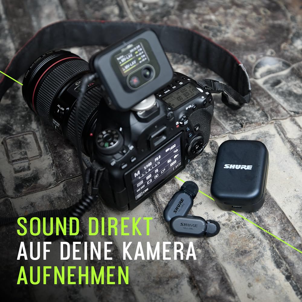 Shure MoveMic Two-Professonelle Funk-Ansteckmikrofone für iPhone & Android, 2 Bluetooth Mini Mics, 24 Stunden Ladezeit, Schnelles Setup, IPX4, Kompakte & tragbare Ansteckmikros (MV-TWO-Z6)