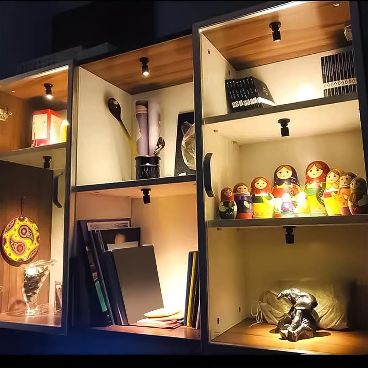 Mini Foco de 5 V, Foco LED Regulable USB para exhibición de joyería DIY, Foco Moderno para gabinete de joyería, Porche (1 Paleta 4 luz cálida 3000 K)