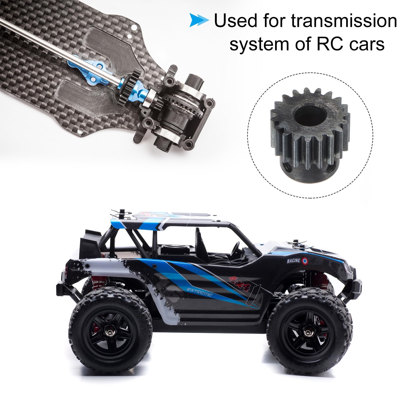 Pignon Engrenage Mod 1 19T Acier Trempé Alésage 8mm - Idéal Pour Voiture RC Buggy Truck (Lot De 2)