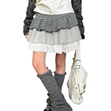 Whimsy Twee Striped Tiered Mini Skirt Y2k Fairy Grunge Layered Skirts Cute Harajuku 2000s Alt Emo Streetwear Women