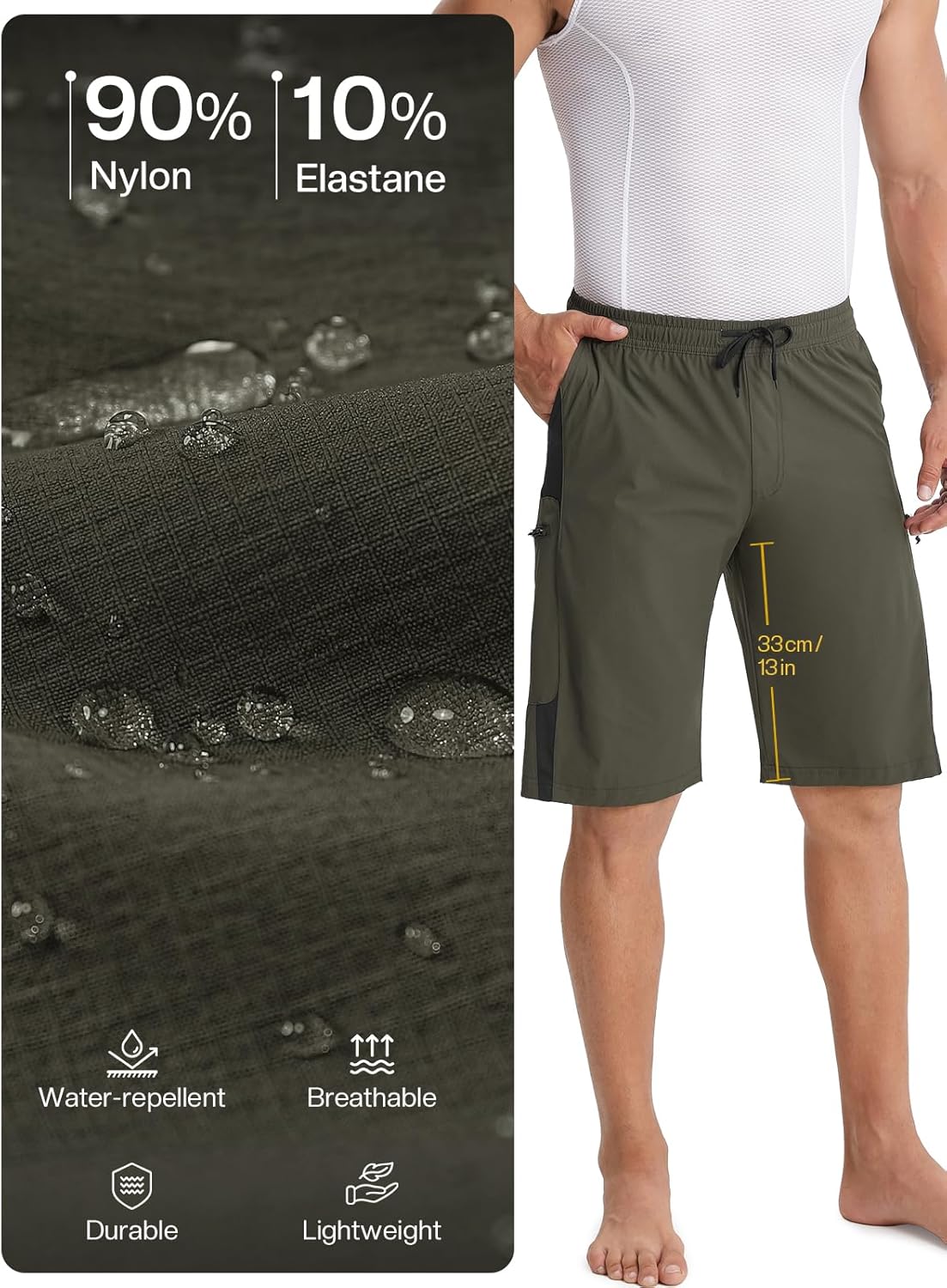 BERGRISAR Men's Mountain Bike Shorts Loose Fit Cycling Shorts Biking Bicycle Shorts 4 Pockets