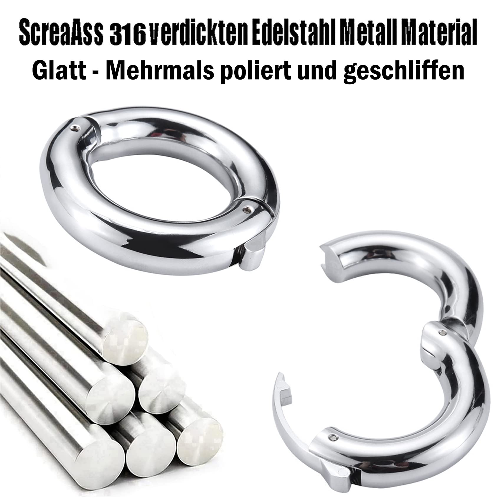 Edelstahl Penisring Satz Von 3 Verstellbarer Hodenringe 15Mm Dick Ballstretcher Hodenstrecker Hodengewicht Hodensack-Stretch Bondage Extrem Sex Toys Für Männer Verzögerung Erektion,Silber,S