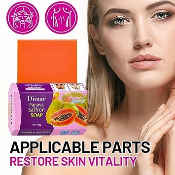 DISAAR Beauty Papaya Saffron Soap Bar Anti-Aging Anti-Oxidation Moisture Foam Repair Skin Care 120g / 4.23oz