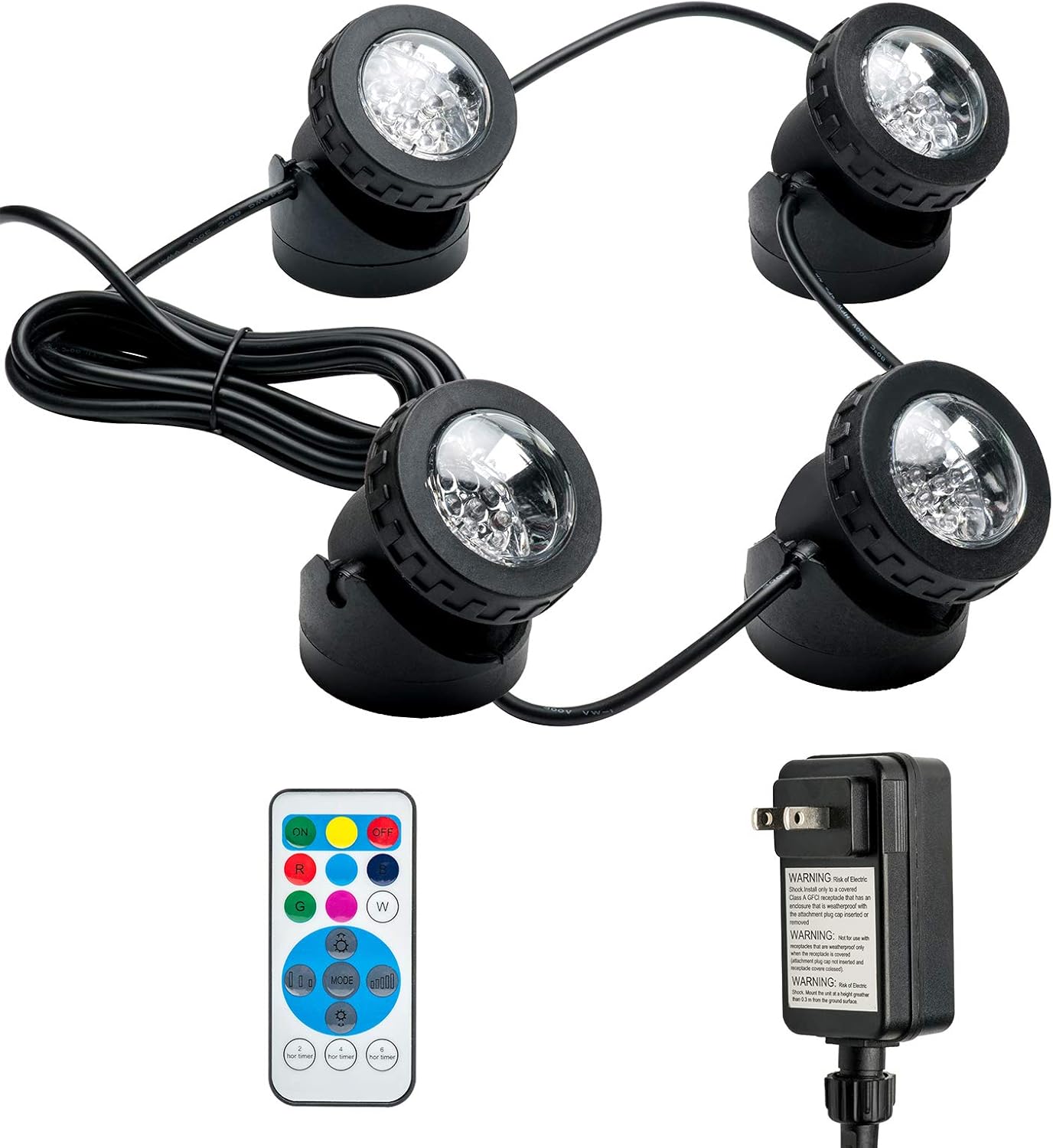 SHOYO RGB Pond Lights with Timer, Underwater Colorful SpotLights, IP68 Waterproof LED Fountain Light Submersible Landscape Spotlight Color Changing Waterfall Lights Decorative Lighting