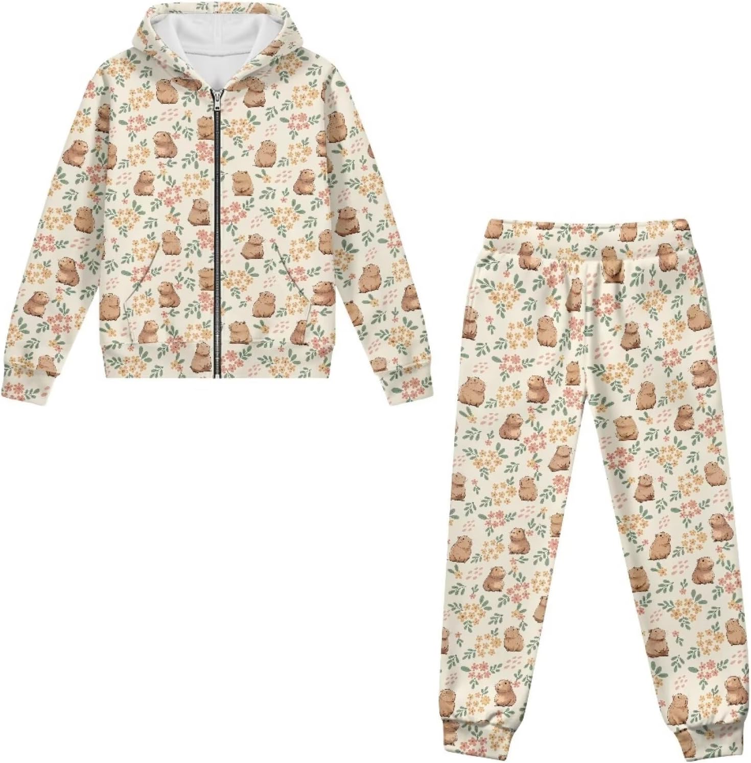Xpyiqun Tracksuits for Girls 6-15Y Kids Long Sleeve Sweatshirt and Joggers Sweatpants 2 Piece Outfits Zip Up Hoodies