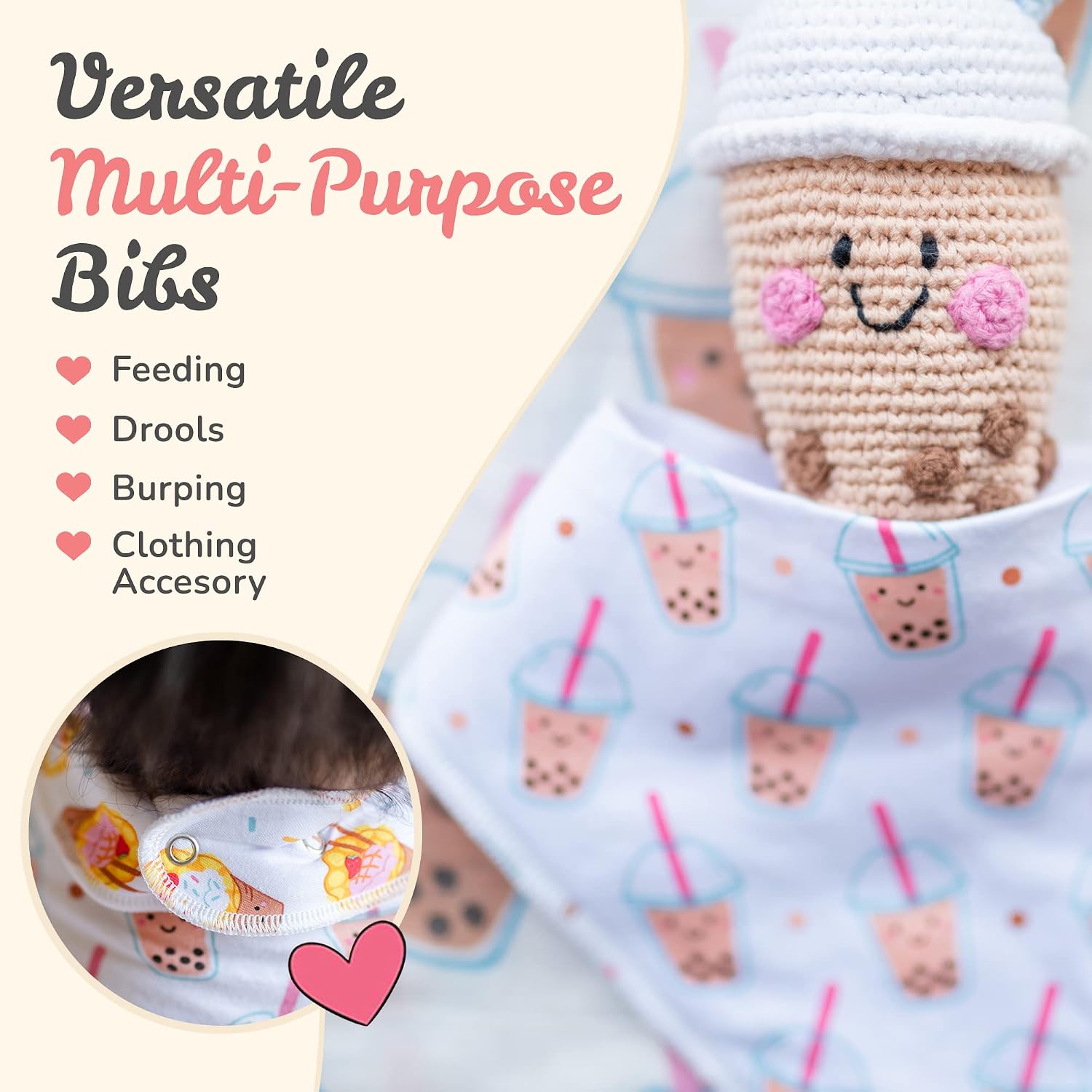 The Wee Bean Organic Cotton Bandana Bibs 2pcs Set, Baby Bandana Drool Bibs for Boys Girls Unisex, Teething and Drooling