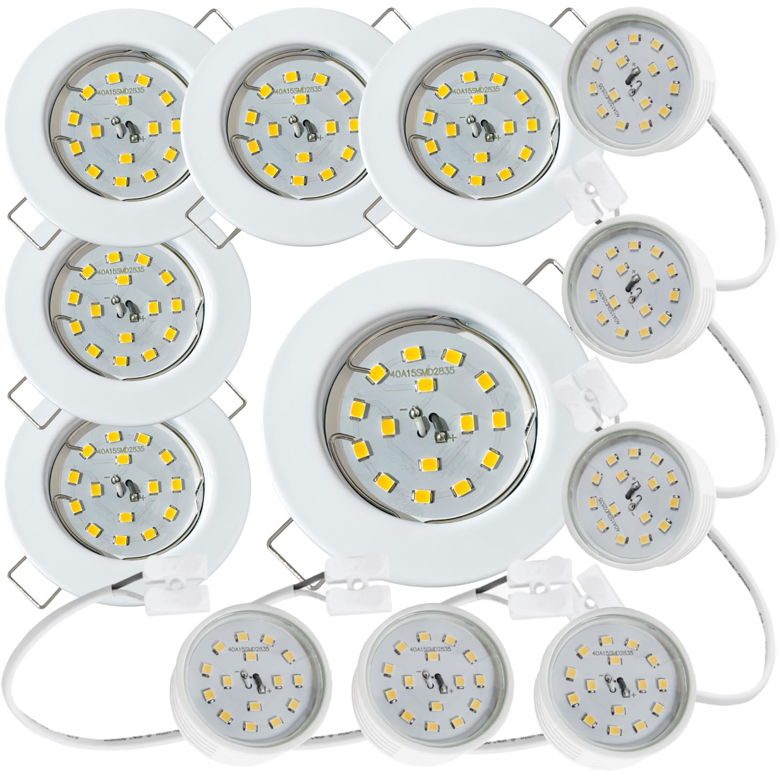 6 Stück flacher LED Einbaustrahler Lotta 230V 5W SMD Neutralweiß 4000K | IP20 | Farbe: Weiß | Kompakte Einbauleuchte | Moderner Deckenspot für Wohnbereich & Flur