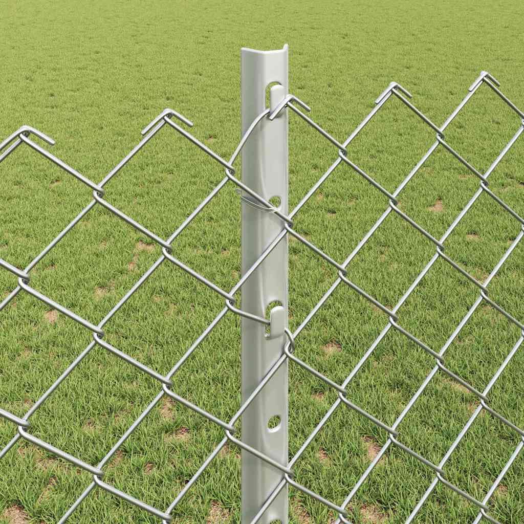 Cerca de eslabones de Cadena con Poste 10 x 1,2 m Plateado,28.56kg-3336289