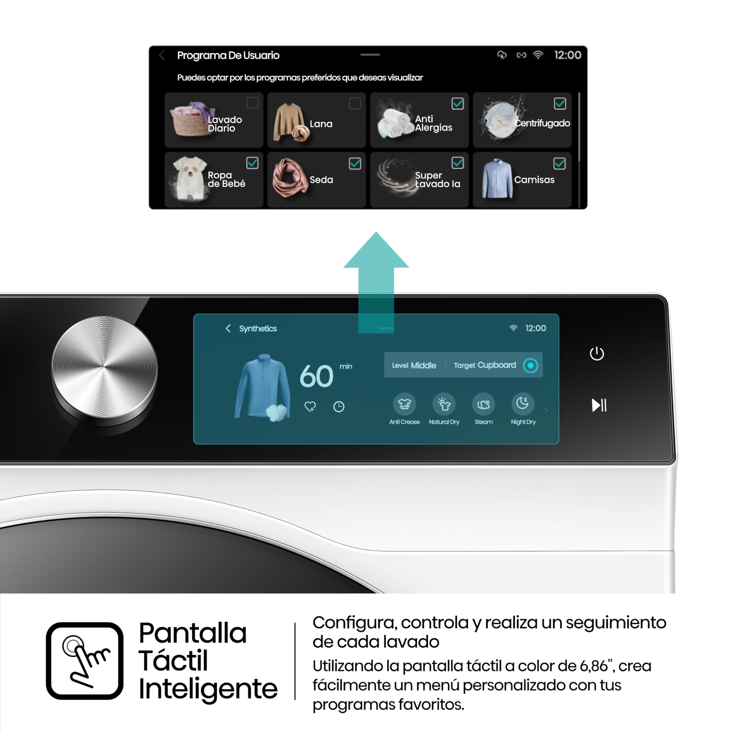 Hisense DH7S107BW - Secadora, Clase A+++, 10 kg, Pantalla Táctil, Conectividad WiFi, Monitor de Consumo, Función Ion Refresh, Auto-Dry IA, Secado Rápido, Blanco