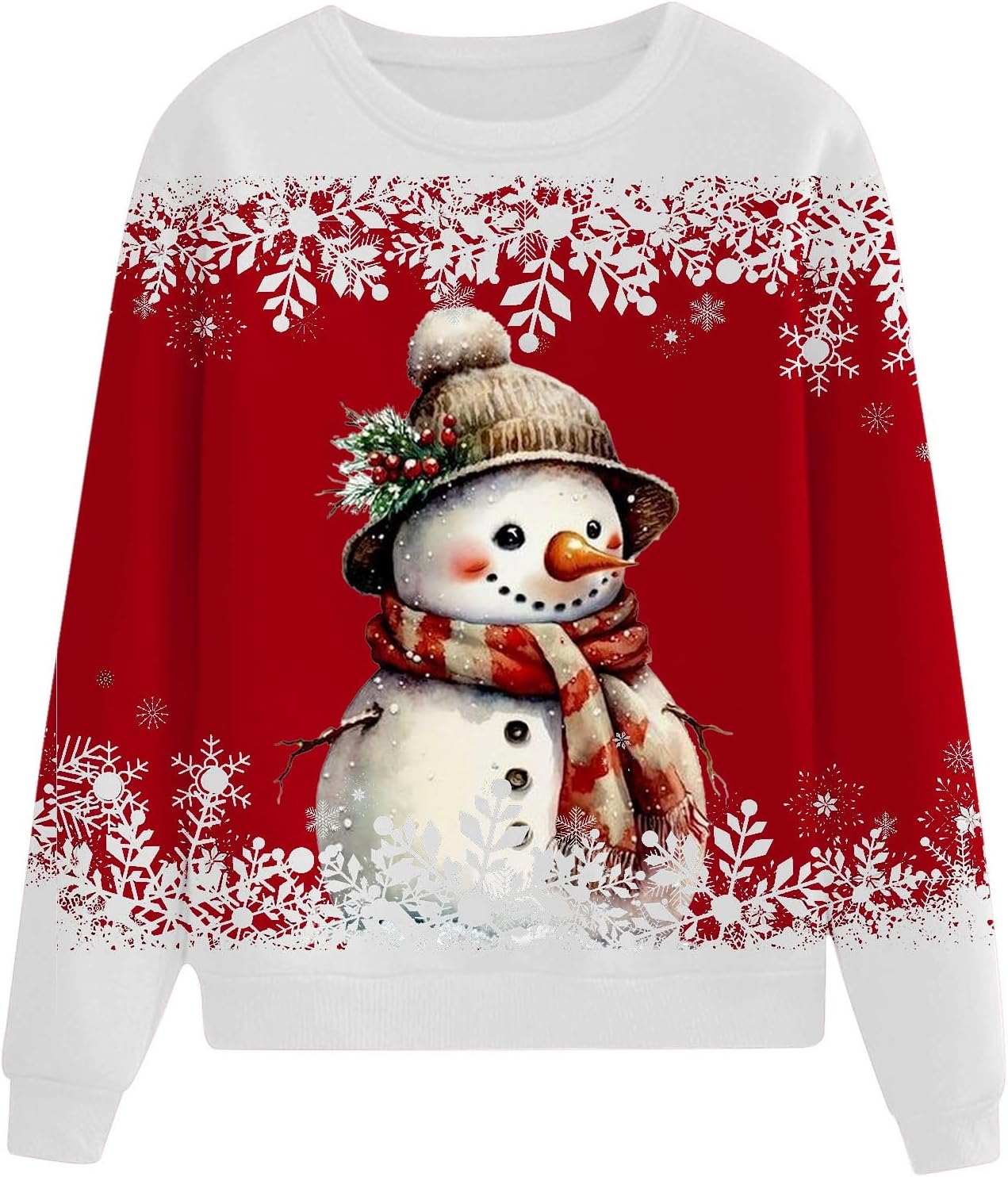 Femmes Noël Bonhomme De Neige Flocon De Neige Imprimé Automne