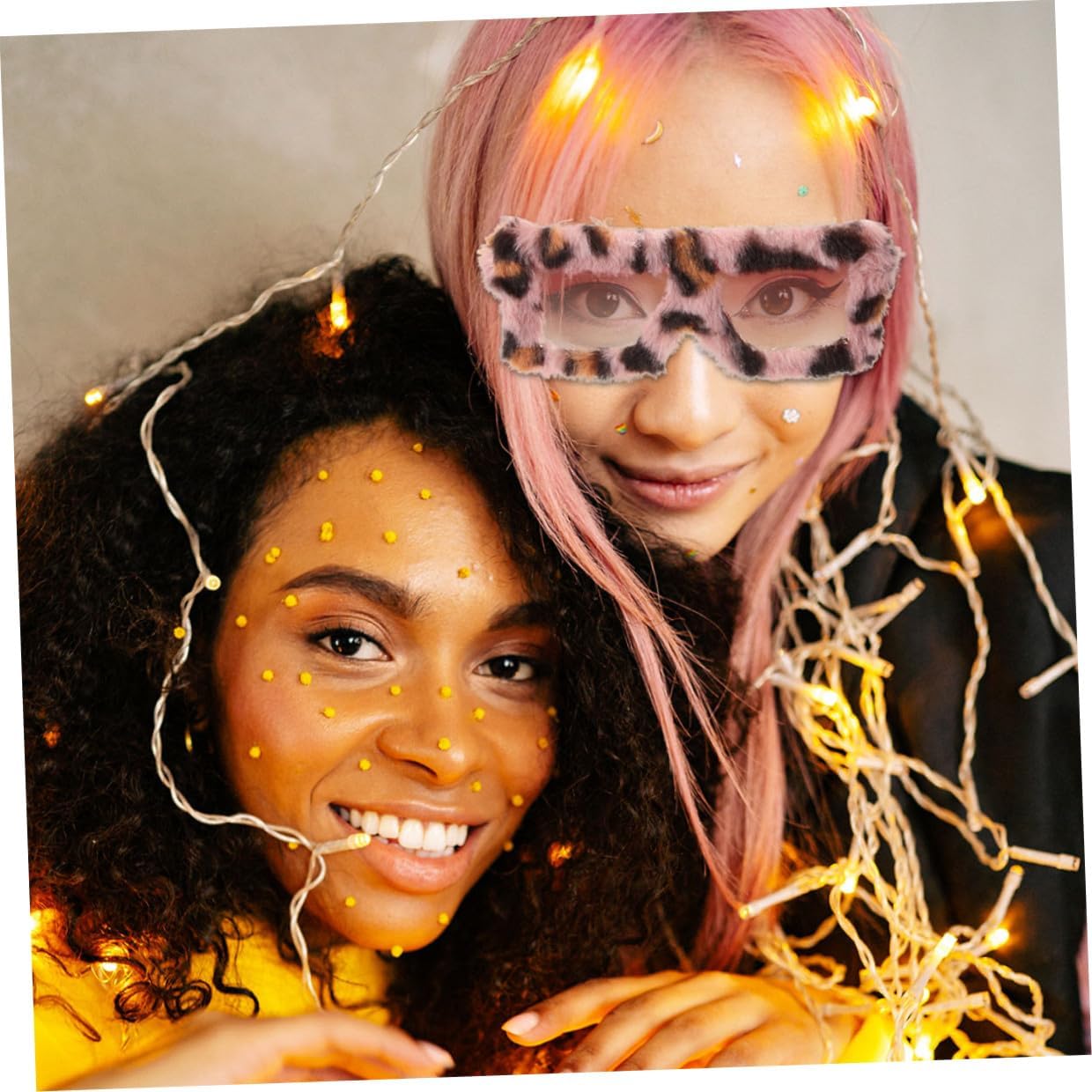 2pcs Plush Fuzzy Sunglasses Cat Eye Novelty Glasses Leopard Print for Men and Women Disco Party Masquerade Cosplay Eyewear