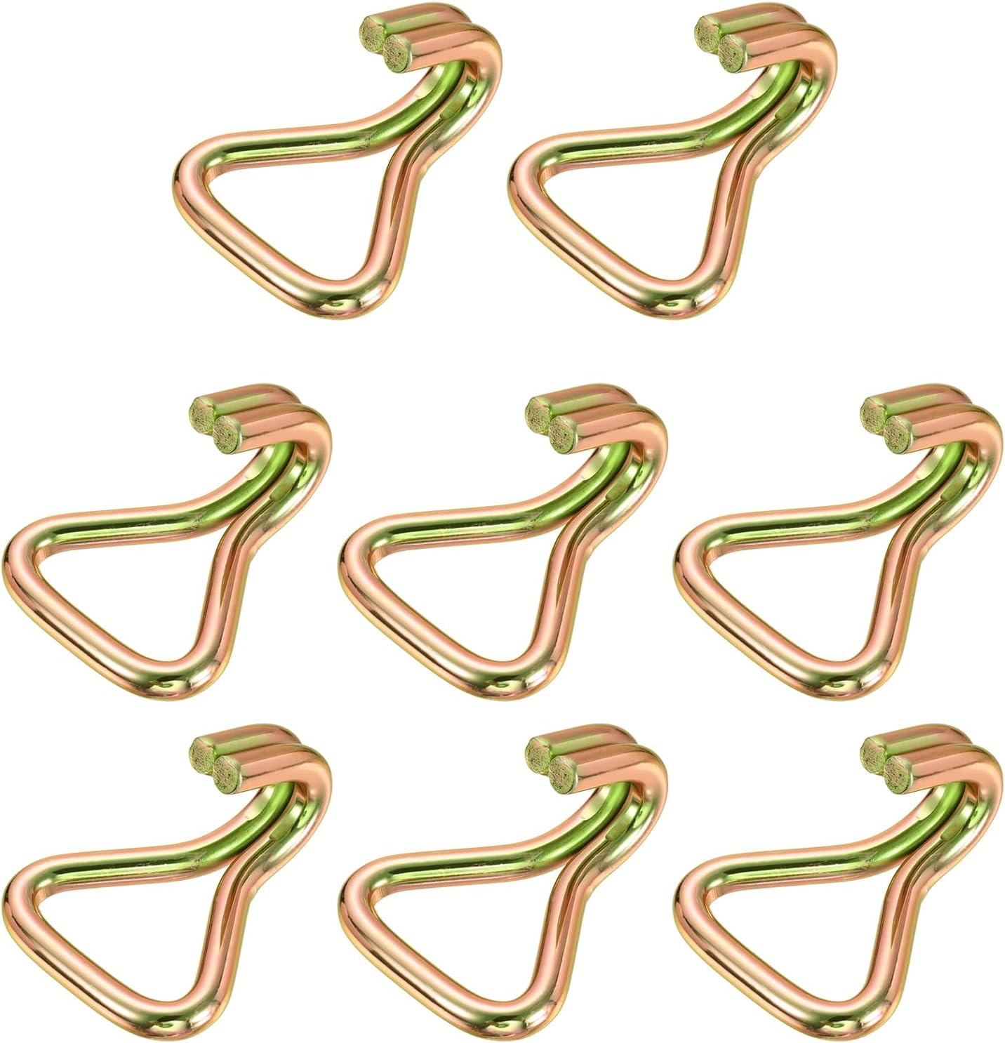 uxcell 8Pcs Double J Hook Hook, 9.5mm Dia 7716 lbs Ratchet Strap Tie Down Hook for 2" Tie Down Straps Wedding, Cars Trucks Trailers, Double Row Hooks Binder Accessories