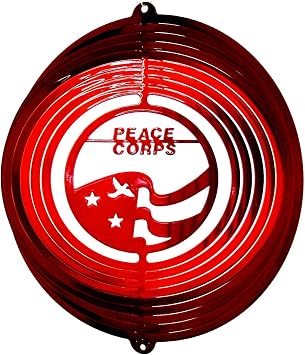 Stainless Steel Peace Corp - 12 Inch Wind Spinner, Red
