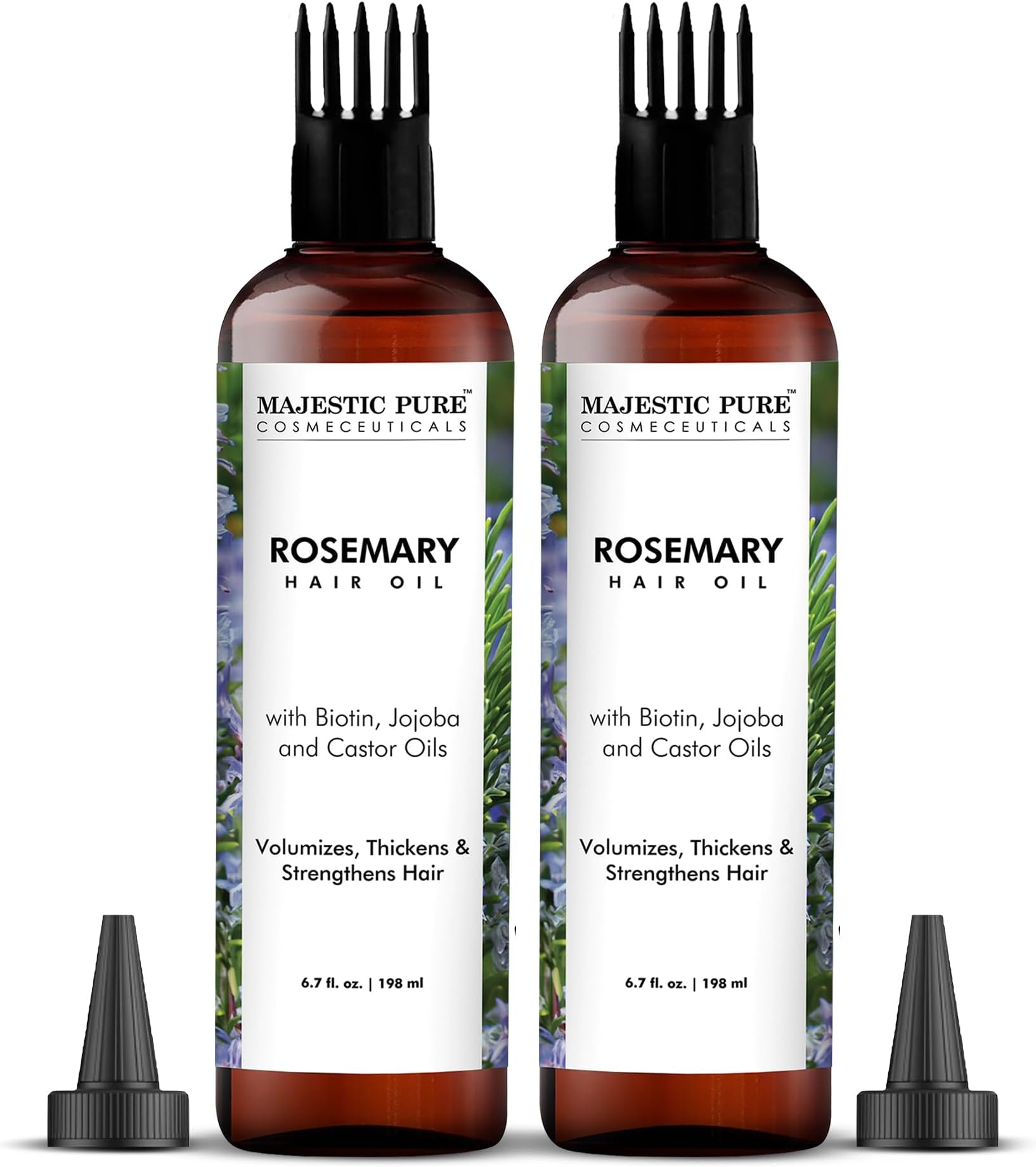 100% Pure Rosemary Oil for Hair Growth | Infused with Biotin | Hair Strengthening Treatment | Nourishing & Volumizing | with Jojoba Oil & Castor Oil | 198 ml (Pack of 2)