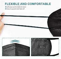 Vista 8 de LEMENT 50 piezas Mascarillas Faciales KN95 Negras de 5 Capas Tipo Copa Mascarillas de Seguridad contra Polvo Eficiencia del Filtro≥95% Transpirables