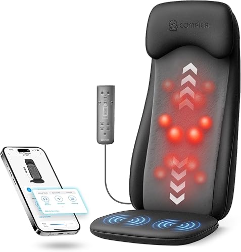 Miniatura 10 de COMFIER Shiatsu - Masajeador de espalda con calor, masajeador de tejido profundo con vibración, cojín de asiento de masaje Shiatsu 2D/3D