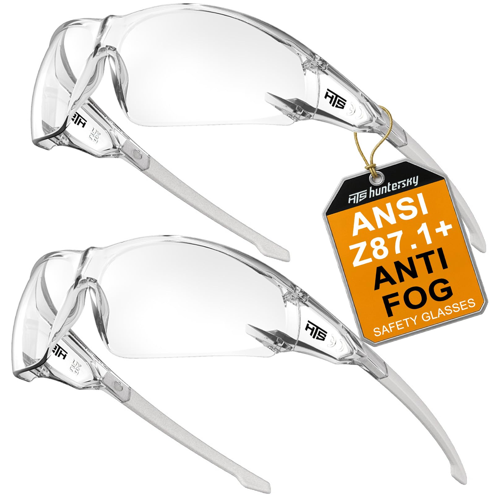 HTS HUNTERSKY ANSI Z87.1 Anti-Fog Clear Safety Glasses Pickleball Youth Baseball Lab Chemistry Goggles Scratch Resistant