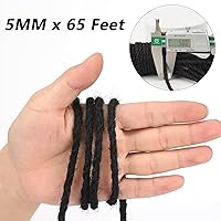 Vista 2 de jijAcraft Cuerda de yute de 0.197 in – Cuerda de jardín natural negra de 65 pies, cuerda de cáñamo resistente de 3 capas para obras de arte