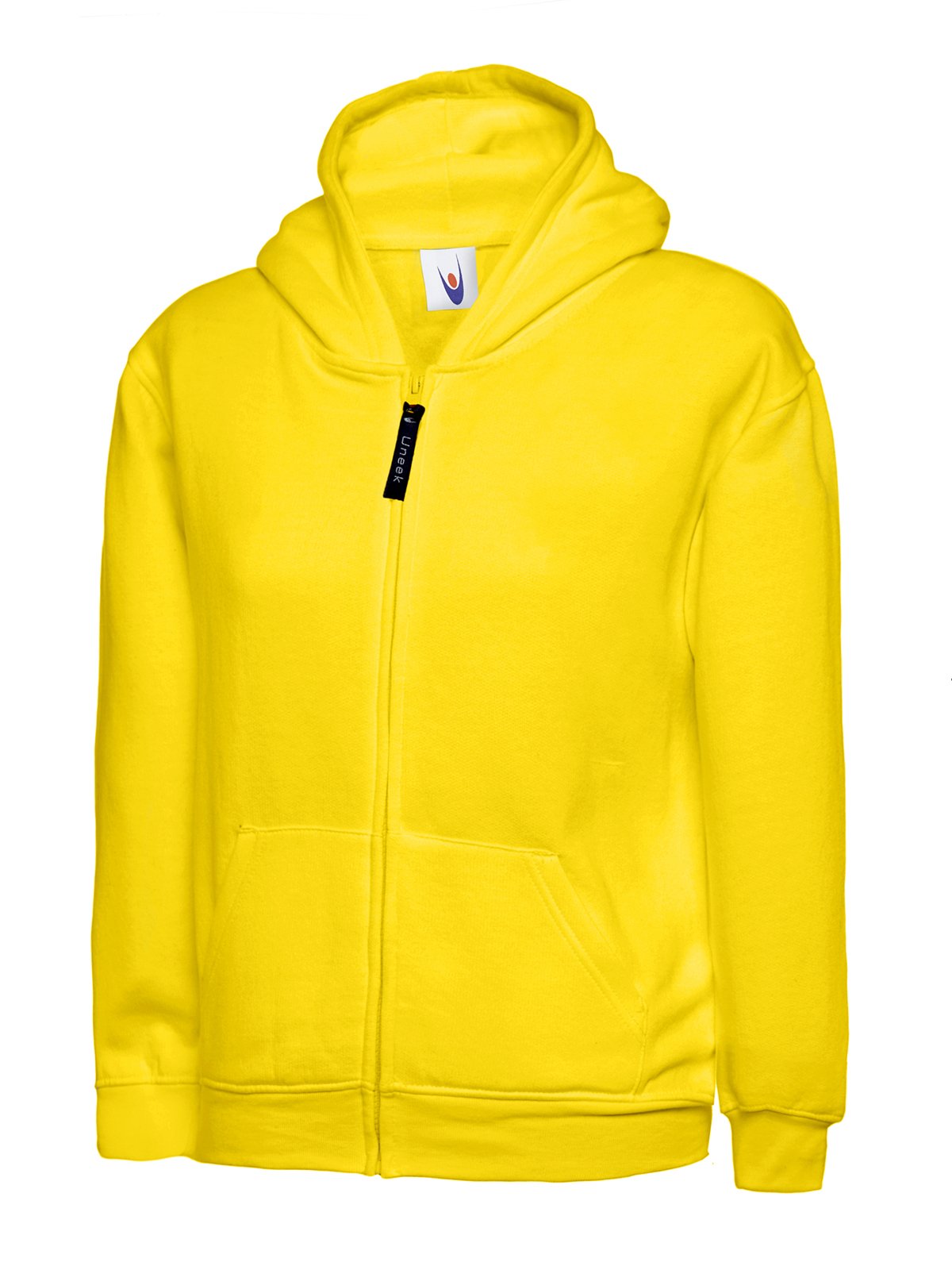 Uneek Clothing Yellow Childrens Classic Full Zip Hooded Sweatshirt