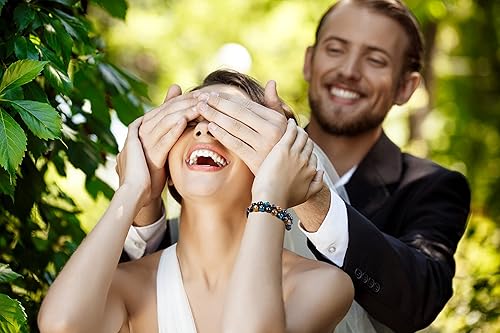 Vista 48 de Evil Eye Bracelets Protection Bracelet Beaded Bracelets Crystal Bracelet for Men Women Bring Luck and Prosperity and Happiness 8mm Blue Tiger