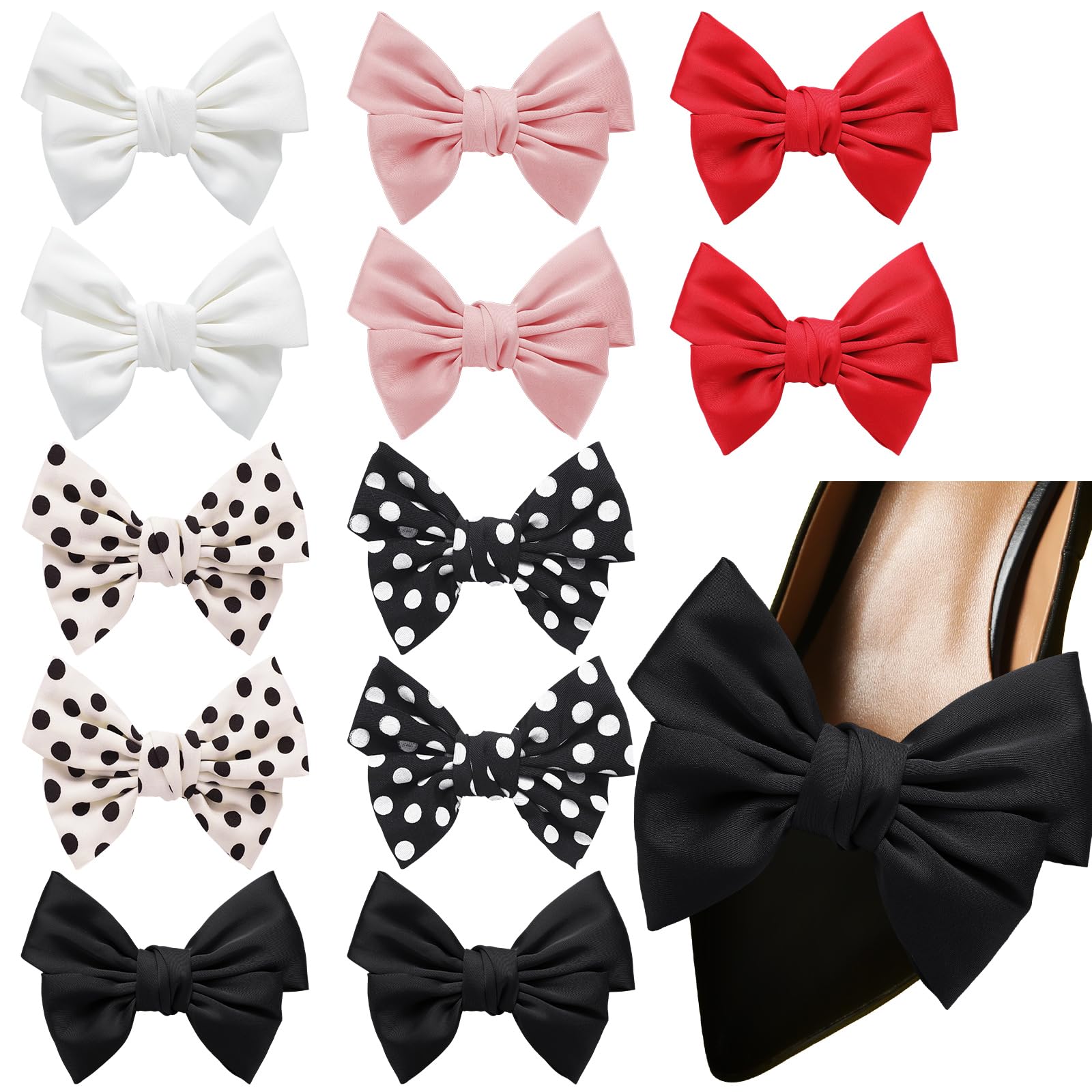 XunYee12 Pcs Bow Shoe Clips Buckle Decorative Bow Clips Elegant Removable Shoe Charms for Women, 6 Style
