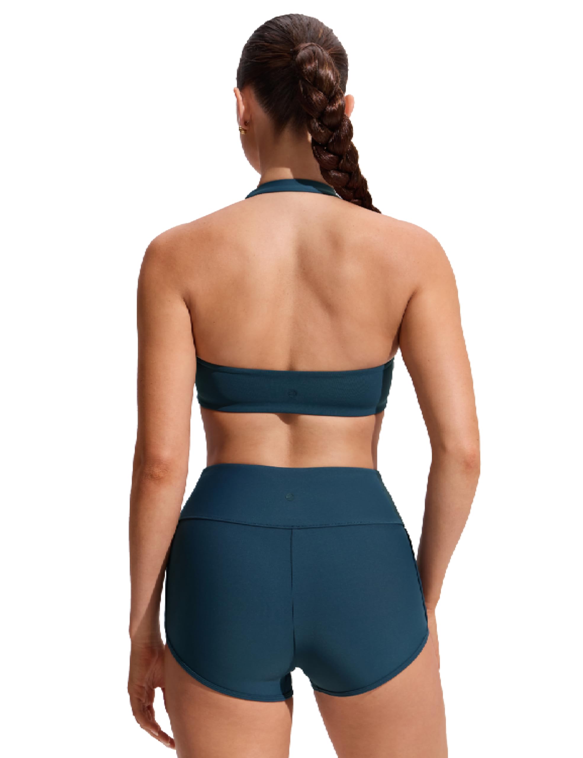 CRZ YOGA Froncé Devant Halter Hauts de Bikini | Rembourrage Amovible, Bonnet A-C, Col Rond, Dos Nu, Natation, Maillot de Bain pour Femme