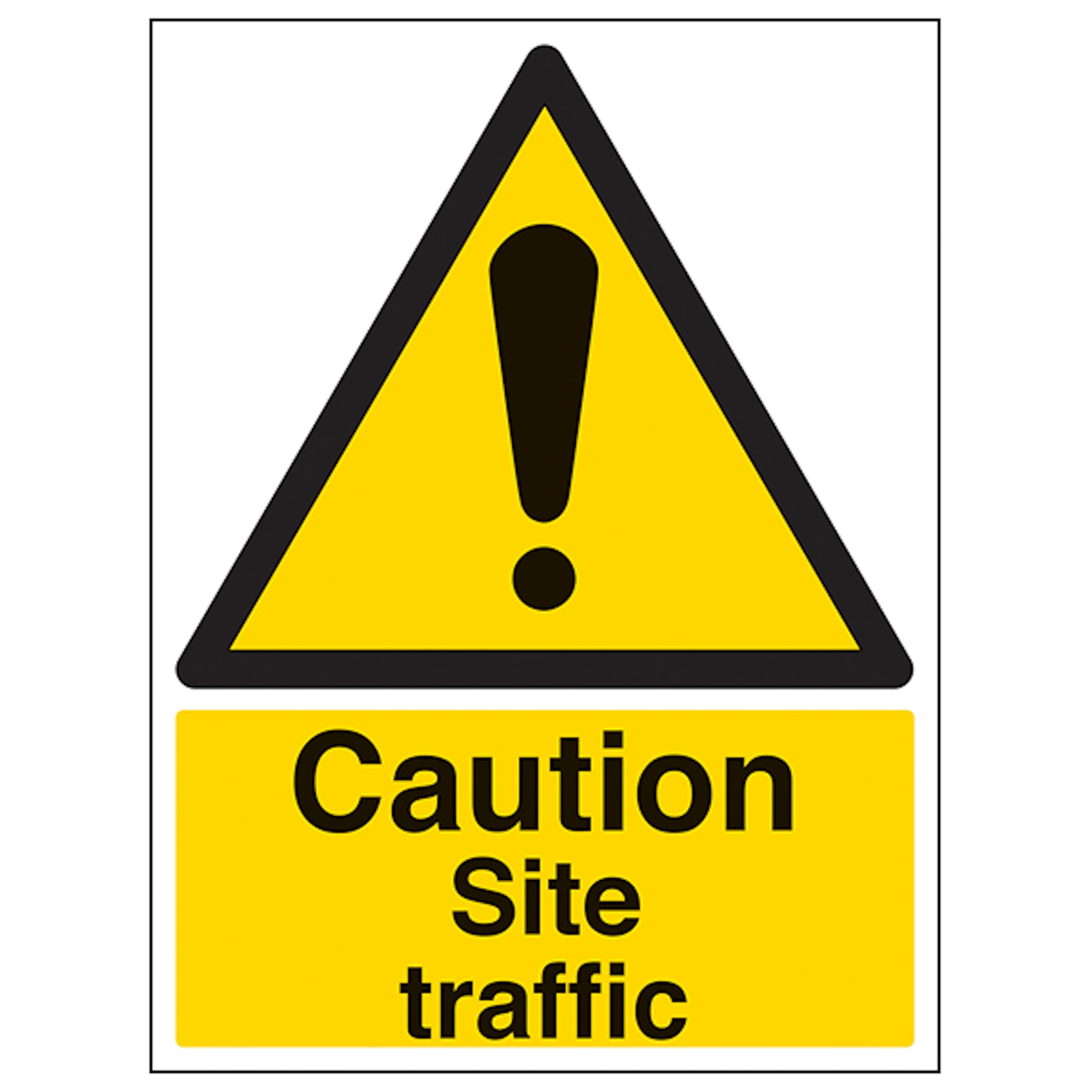 V Safety Caution Site Traffic - Portrait 200 x 300 mm - Glow In The Dark 1mm Rigid Plastic Safety Sign, White