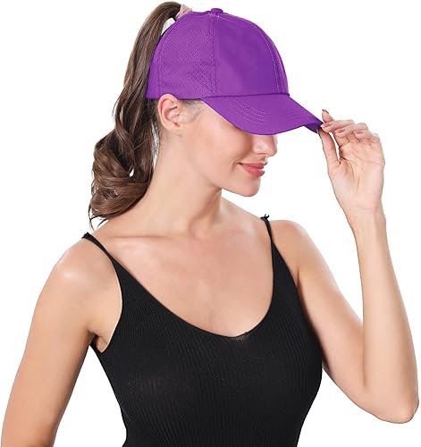 Miniatura 6 de Gorra de béisbol ajustable para mujer, diseño de cola de caballo, ajustable, de malla de secado rápido