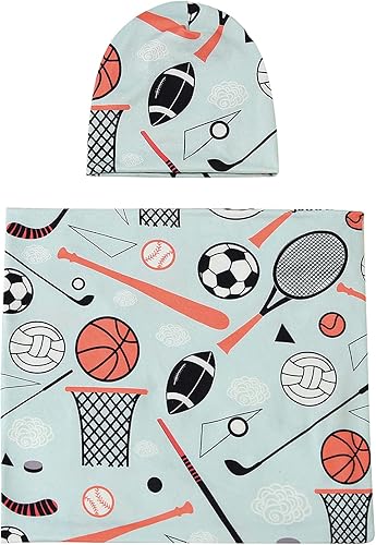Miniatura 2 de Galabloomer Manta para recién nacido con gorro para bebé, niño, manta para recibir pelotas deportivas
