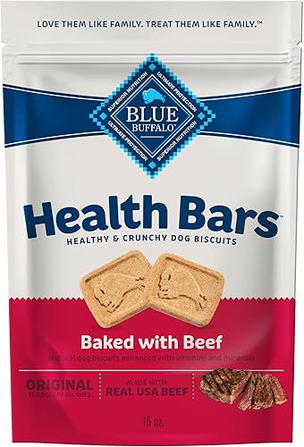 Miniatura 82 de Blue Buffalo Health Bars - Galletas crujientes para perros, horneadas al horno con ingredientes naturales, tocino, huevo y queso, bolsa de 16 onzas