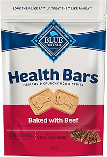 Blue Buffalo Health Bars Crunchy Dog Biscuits, Oven-Baked With Natural Ingredients, Beef, 16-oz Bag