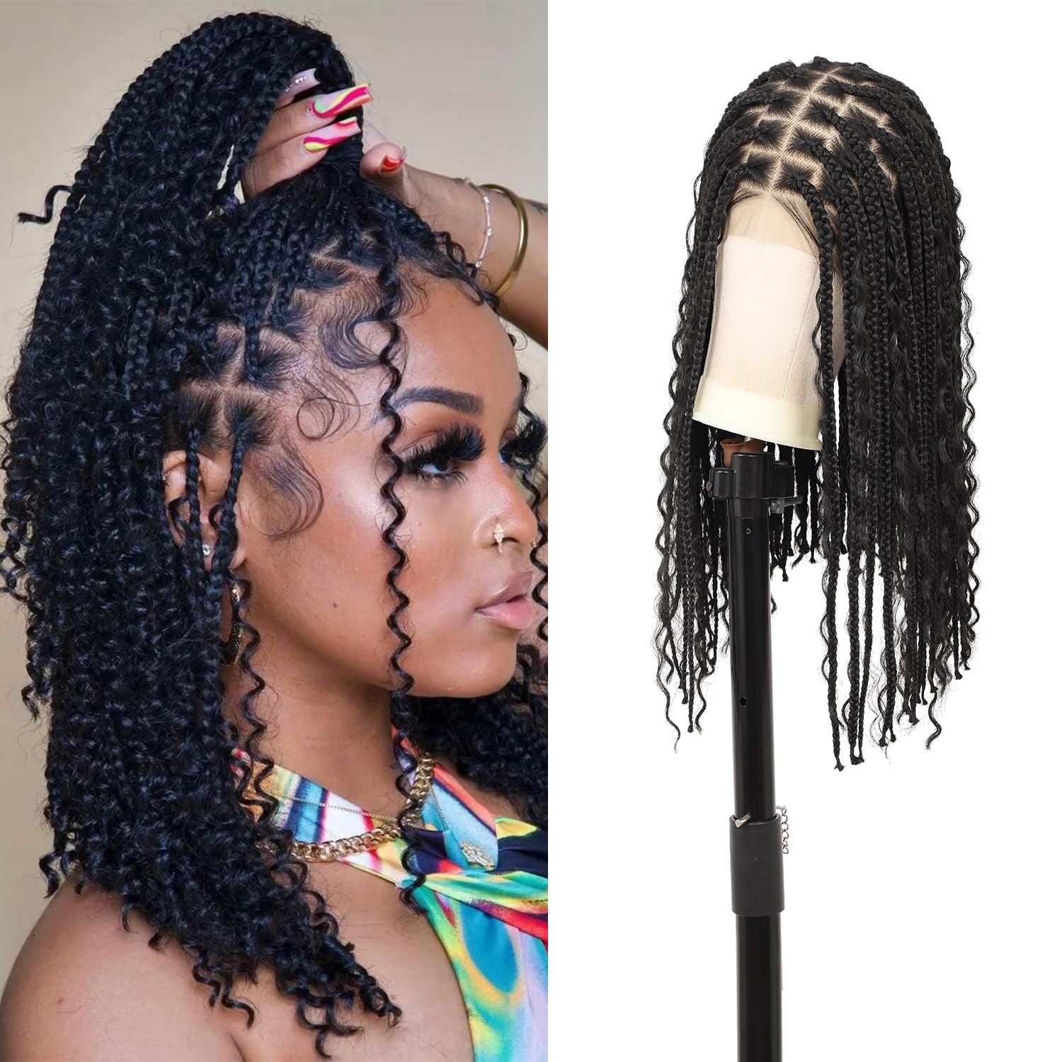 All Lace Black Box Braided Lace Front Wig For Women Syntheti - TikTok