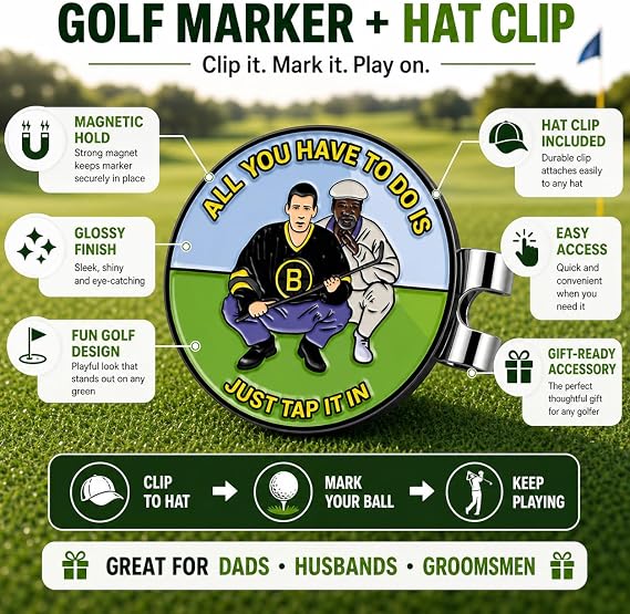 Ultimate Happy and Chubbs Gilmore Golf Ball Marker and Magnetic Hat Clip | Golf Accessories, Enhance Your Golfing Experience Stand Out on the Green with Precision Golf Markers, Hat Clip