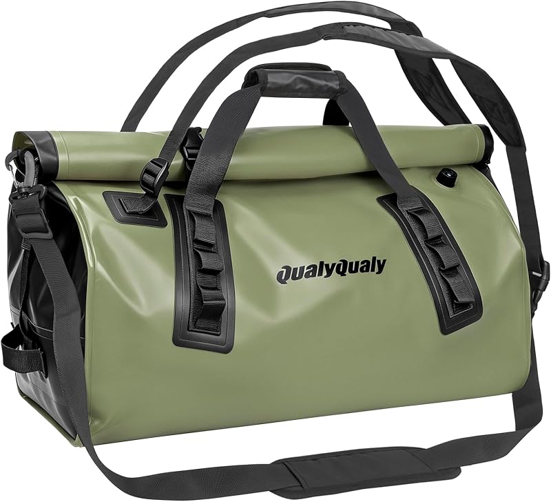 Bolsa de lona impermeable de 60 litros, bolsas secas de viaje con tapa enrollable, mochila para barco y motocicleta | Gran capacidad, sistema de transporte de 4 vías, para kayak, canotaje, camping, pesca, a prueba de lluvia y nieve