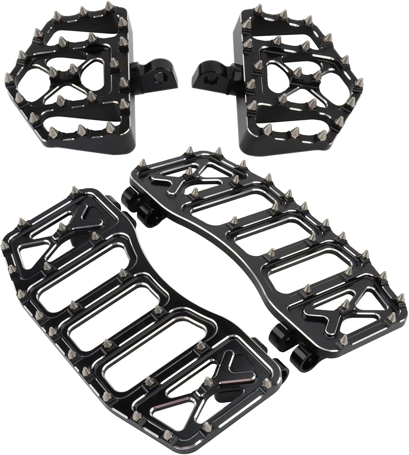 MX Floorboards Offroad Foot Pegs Footrests for Harley 1986-2023 Touring Road King Street Glide Road Glide 86-2017 Softail Fat Boy FL 2012-2016 Dyna FLD (Silver Black)