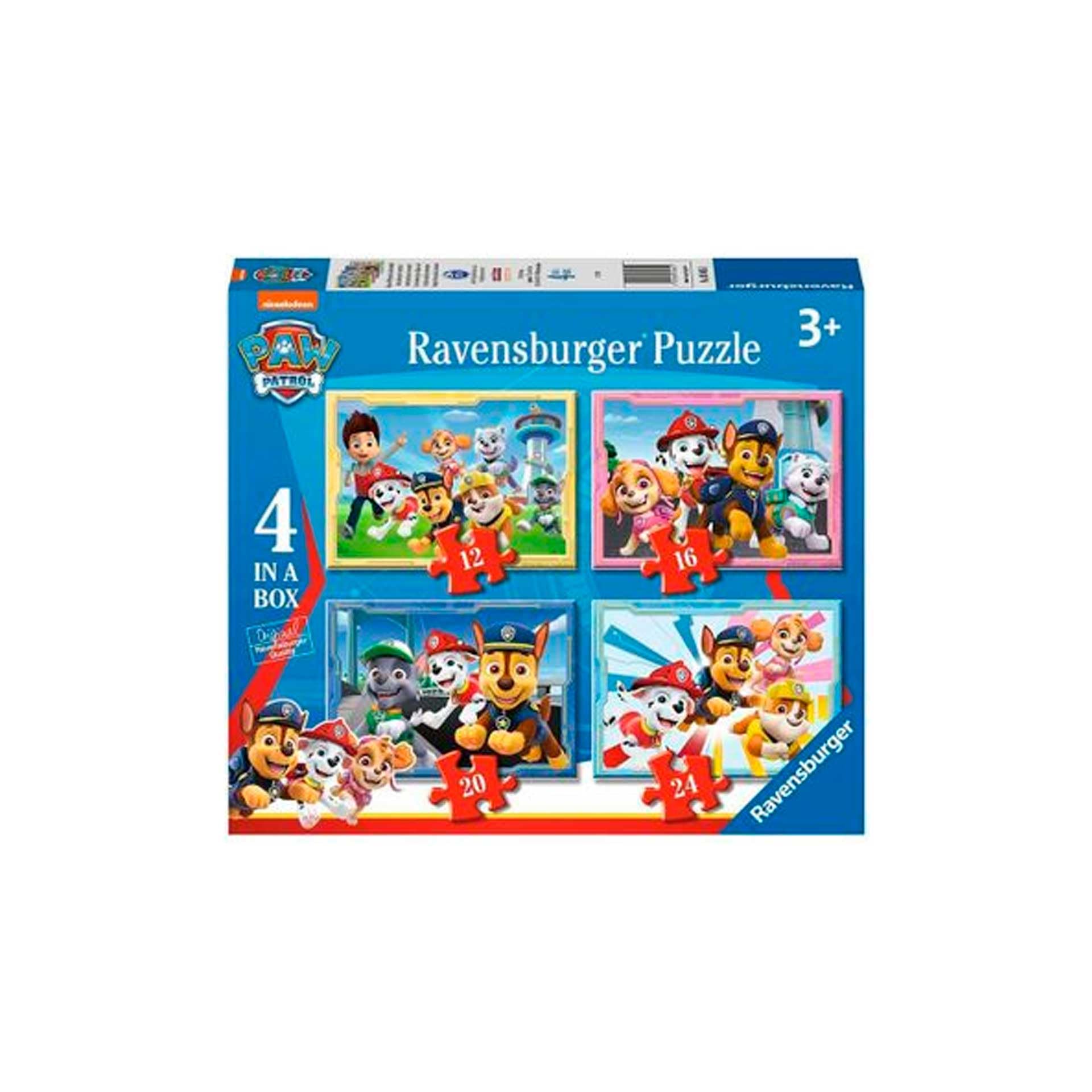 Ravensburger - Puzzle: Patrulla Canina, Puzzle 3 Años o Más, Puzles Niños 3 Años, Rompecabezas Niños, Regalo Niño 3 Años, Ravensburger Puzzle, 4 puzzles infantiles 3 años