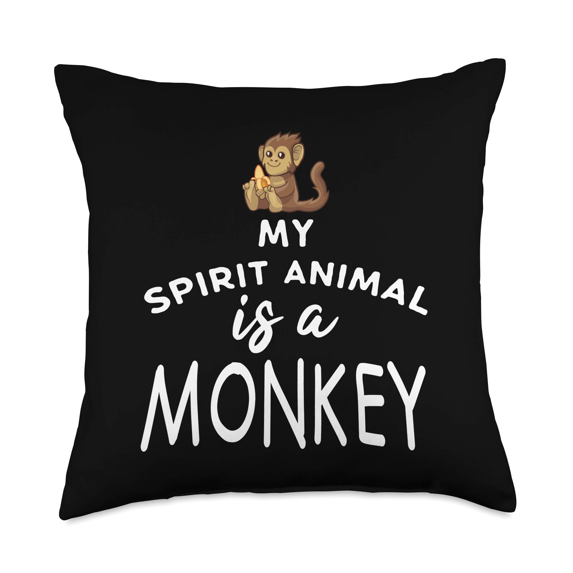 Teemind Spirit Animal Monkey Quote Gifts My Spirit Animal is A Monkey Quote Gift Idea Throw Pillow, 18x18, Multicolor