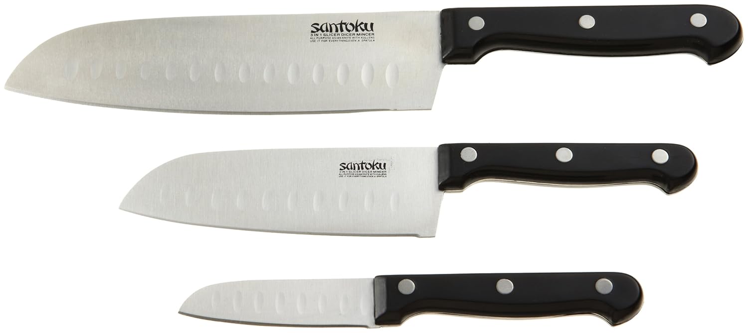 Buy Masterchef Santoku Knives, Set of 3, Black Online at Low Prices in